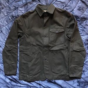 Workwear Waxed Duck Canvas Jacket in Dark Green